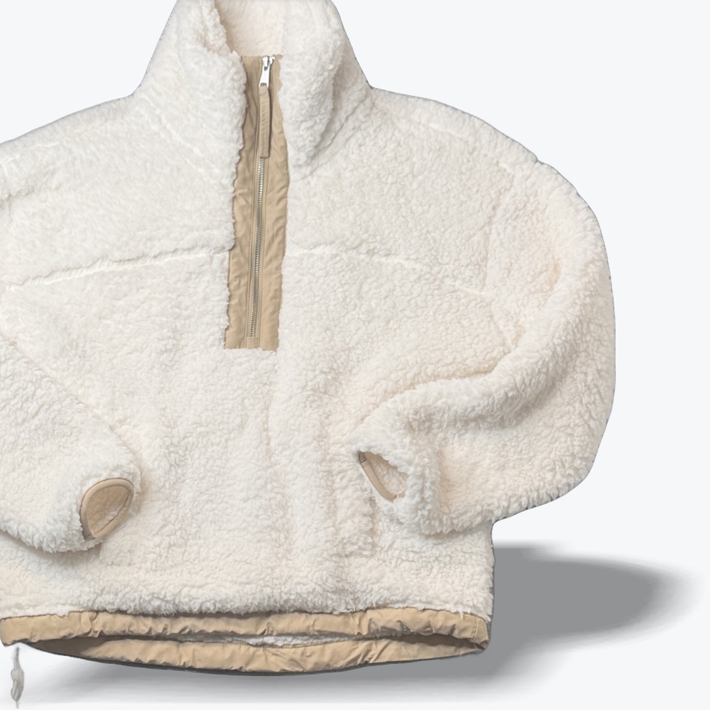Abercrombie Fitch Women Small Deep Pile Sherpa Fleece Y2K Half Zip Pullover Mall